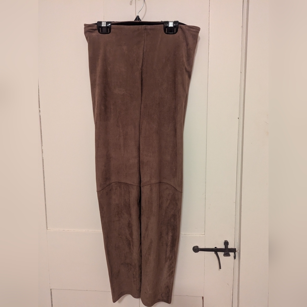 Lysse Pants straigh leg Mocha Suede Look seams S soft fabric stretch city chic